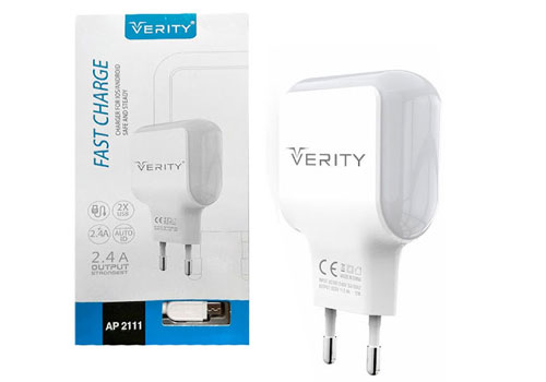 شارژر دیواری وریتی مدل AP-2111 به همراه کابل تبدیل microUSB
